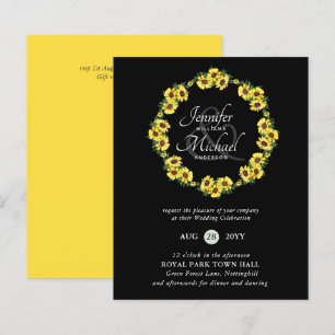 BUDGET Rustic Sunflower Wreath Wedding Invite
