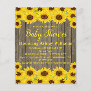 Budget Rustic Sunflowers Baby Shower Invitation