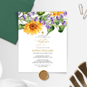 Budget Rustic Sunflowers Baptism Invitation