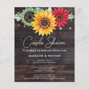 Budget Rustic Sunflowers Barn Couples Shower Flyer