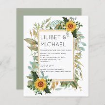 Budget Rustic Sunflowers BOHO Greenery Wedding Inv