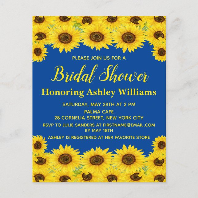 Budget Rustic Sunflowers Bridal Shower Invitation (Front)