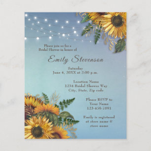 Budget Rustic sunflowers Bridal Shower Invitation