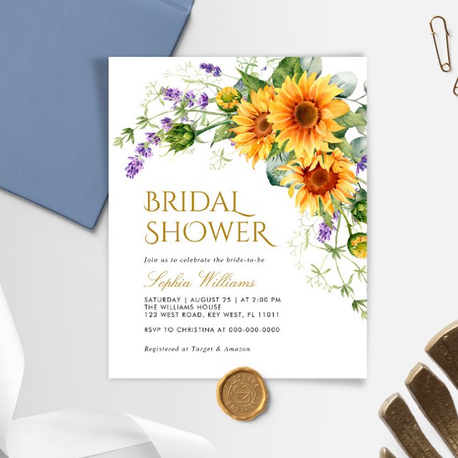 Budget Rustic Sunflowers Bridal Shower Invitation (Creator Uploaded)