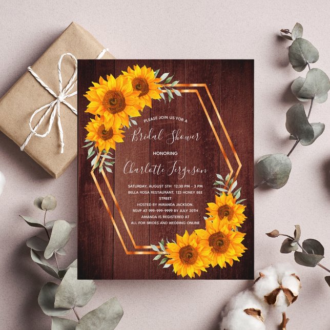 Budget rustic sunflowers brown wood Bridal Shower (Creator Uploaded)
