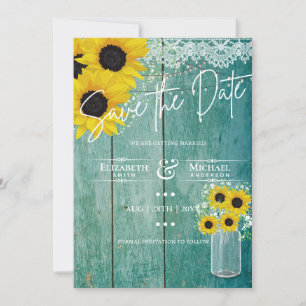 Budget Rustic Sunflowers Lace Mason Jar Wedding