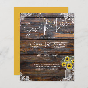 Budget Rustic Sunflowers Lace Mason Jar Wedding