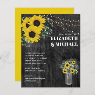 BUDGET Rustic Sunflowers Lights Wedding Invite