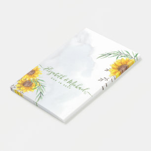 Budget Rustic Sunflowers Olive Green Wedding Post-it Notes