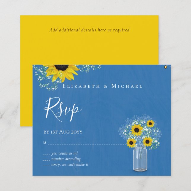 BUDGET Rustic Sunflowers RSVP Wedding (Front/Back)