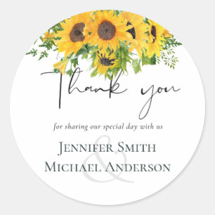 Budget Rustic Sunflowers Southern Wedding Classic Round Sticker