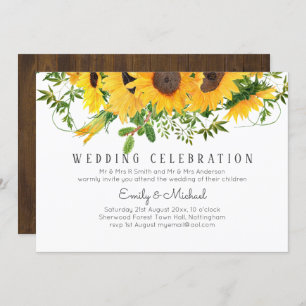 Budget Rustic Sunflowers Southern Wedding Invitation