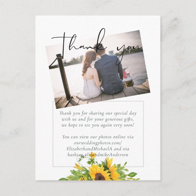 Budget Rustic Sunflowers Southern Wedding Postcard (Front)