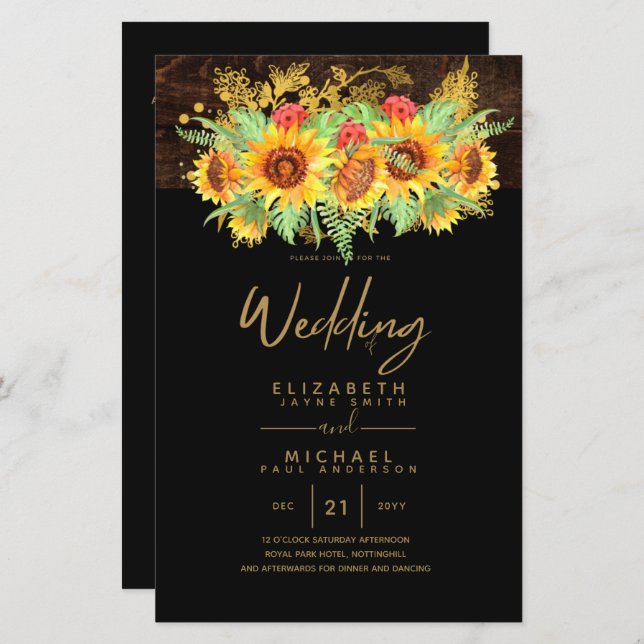 Budget Rustic Sunflowers Summer Floral Wedding (Front/Back)