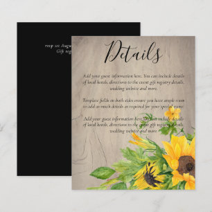 BUDGET Rustic Sunflowers Wedding Details Enclosure