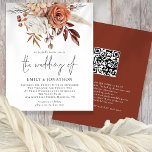 Budget Rustic Terracotta Florals QR Code Wedding Flyer<br><div class="desc">A great value budget priced PAPER (not card) alternative in a SMALLER size 4.5” x 5.6” without envelopes - standard A6 envelopes are the nearest size to fit. Rustic Terracotta Florals QR Code Wedding. Elegant florals and berries and grasses in autumn colours terracotta brown and cream, flow down from the...</div>