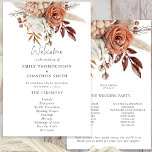 Budget Rustic Terracotta Florals Wedding Program<br><div class="desc">Budget Rustic Terracotta Florals Fall Wedding Program.  A budget price 5.5 x 8.5" Beautiful florals in autumn colours decorate the top on each side in with a set script for Welcome. The rest of the text on both sides can be easily personalised.</div>