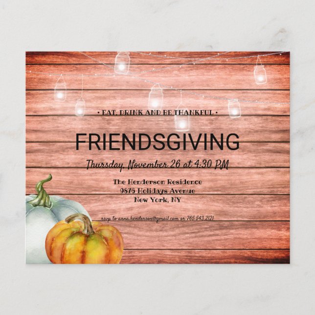 Budget Rustic Thanksgiving Invitation. Flyer (Front)