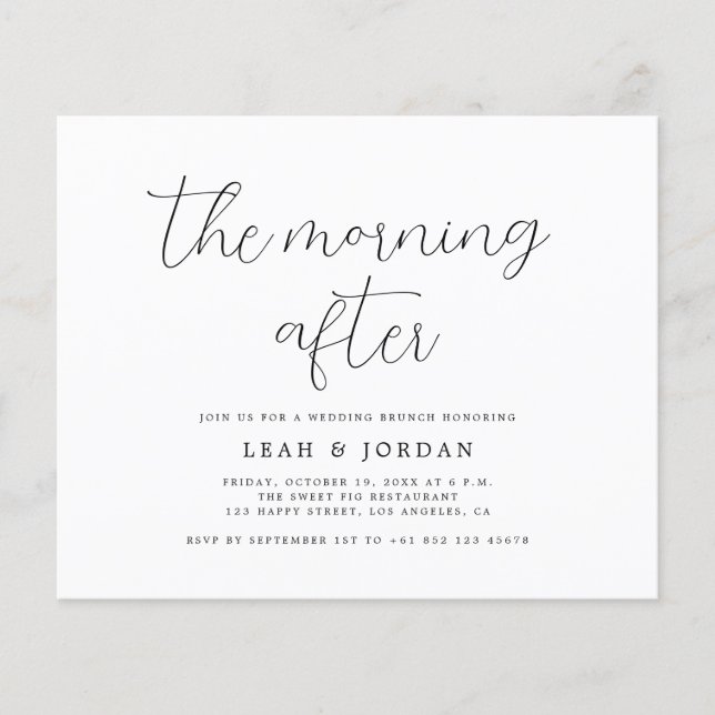 Budget Rustic The Morning After Wedding Invitation (Front)
