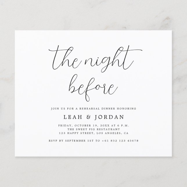 Budget Rustic The Night Before Rehearsal Dinner Flyer (Front)
