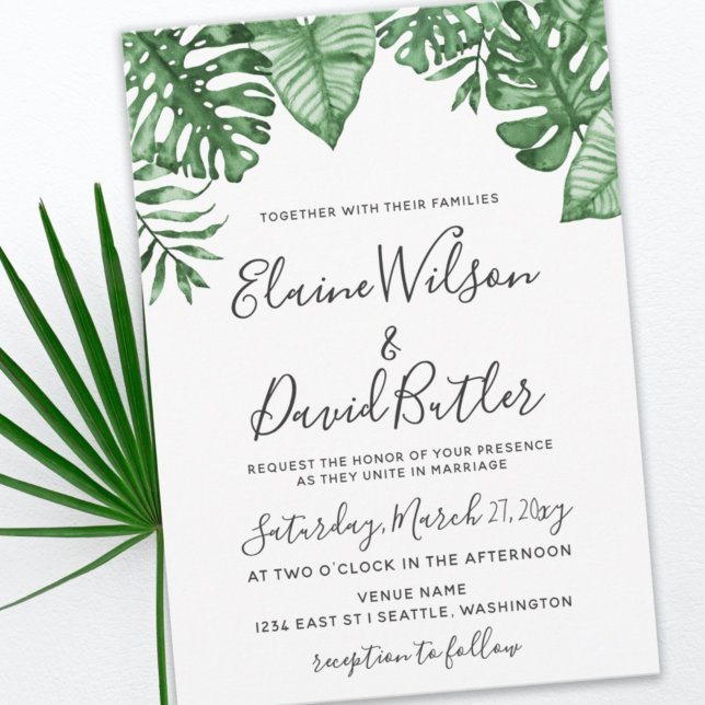 Budget Rustic Tropical Greenery Wedding Invitation (Creator Uploaded)