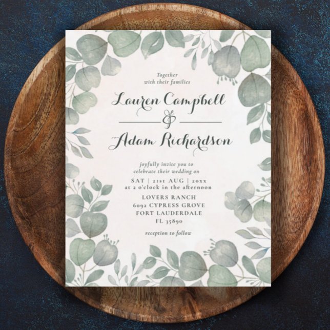 Budget Rustic Watercolor Eucalyptus Green Wedding (Creator Uploaded)