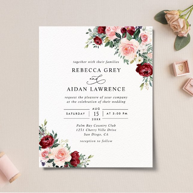 Budget Rustic Watercolor Floral Wedding Invitation (Creator Uploaded)