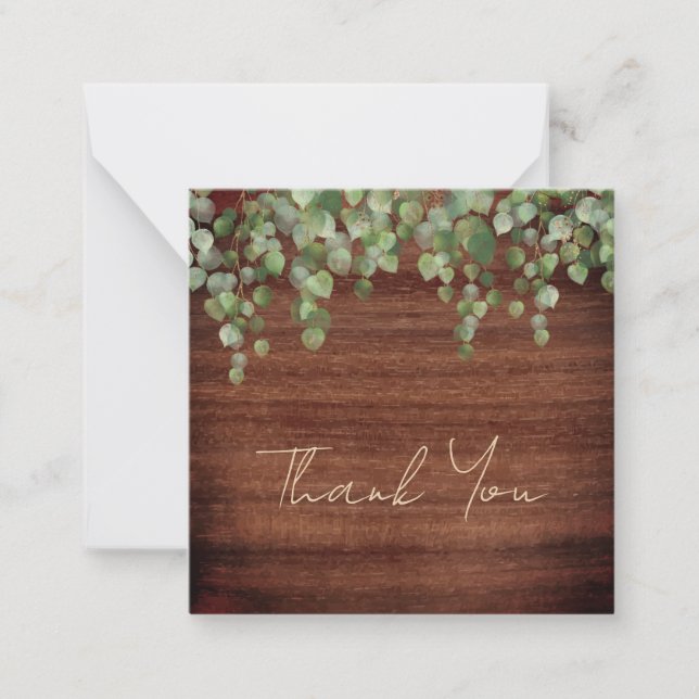 Budget Rustic Wedding Botanical Greenery Thank You Card (Front)