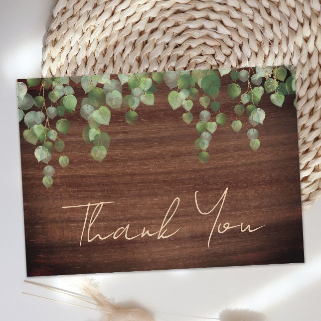 Budget Rustic Wedding Greenery Thank You Card (Creator Uploaded)