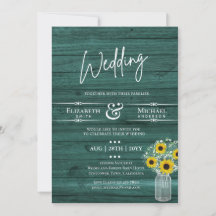 BUDGET Rustic Wedding GreenYellow Sunflower Invite