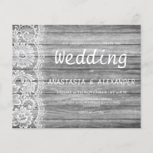 Budget rustic wedding invitation. flyer