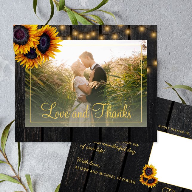 Budget rustic wedding thank you postcard (Creator Uploaded)