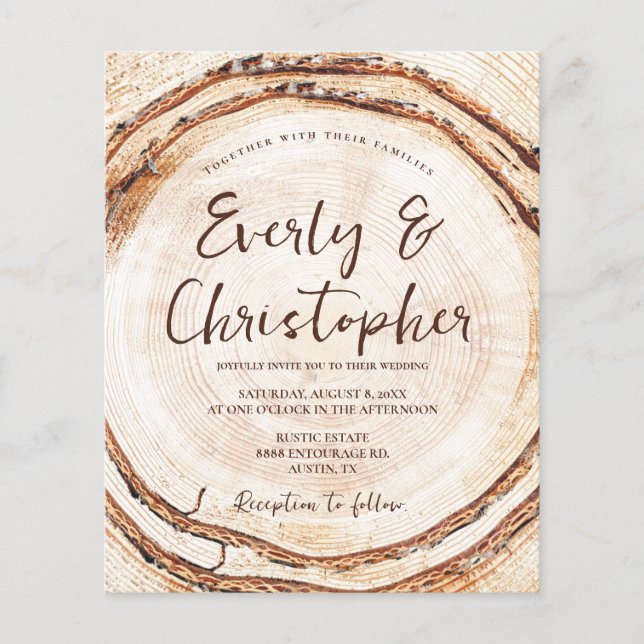 Budget Rustic Wedding Wood Cut Slice Customisable (Front)