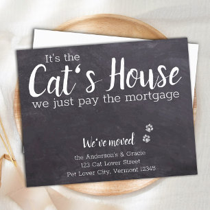 Budget Rustic We've Moved Cat Moving Announcement