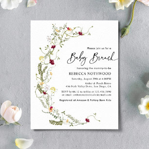 Budget Rustic Wildflowers Baby Brunch Invitation