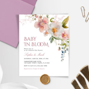 Budget Rustic Wildflowers Baby In Bloom Invitation