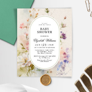 Budget Rustic Wildflowers Baby Shower Invitation