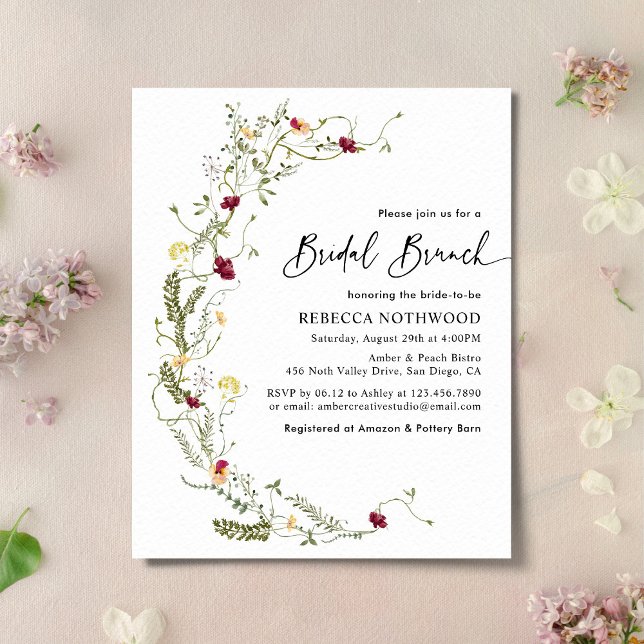 Budget Rustic Wildflowers Bridal Brunch Invitation (Creator Uploaded)