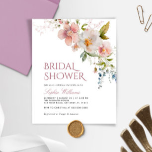 Budget Rustic Wildflowers Bridal Shower Invitation