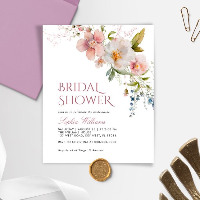 Budget Rustic Wildflowers Bridal Shower Invitation (Creator Uploaded)