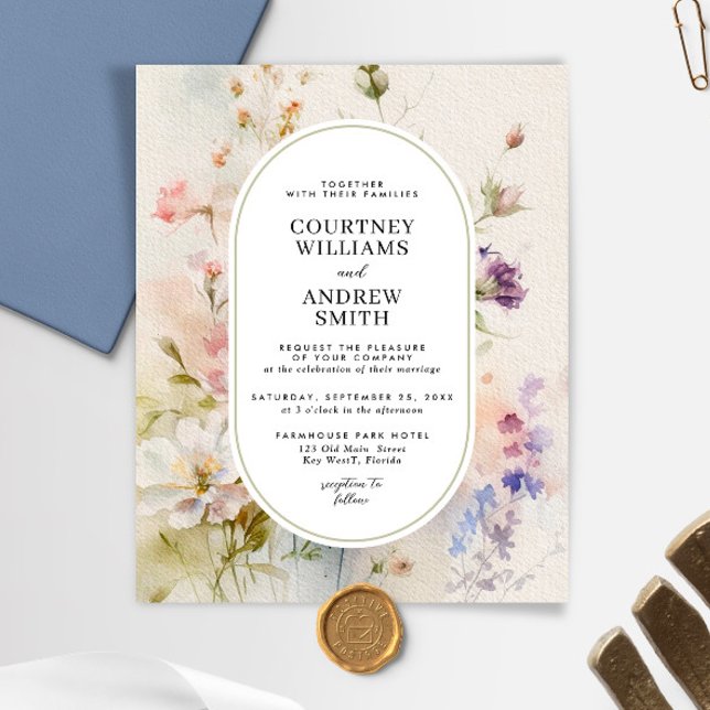 Budget Rustic Wildflowers Wedding Invitation (Creator Uploaded)