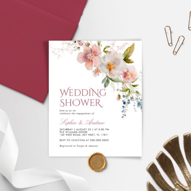 Budget Rustic Wildflowers Wedding Shower invite (Creator Uploaded)