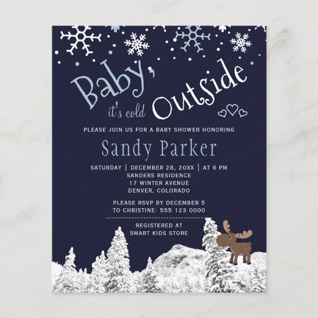Budget rustic winter boy baby shower invitation (Front)