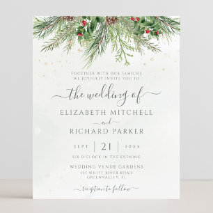 Budget Rustic Winter Greenery Wedding Invitation