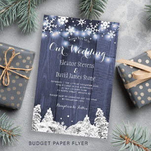 Budget rustic winter snowflakes wedding invitation flyer