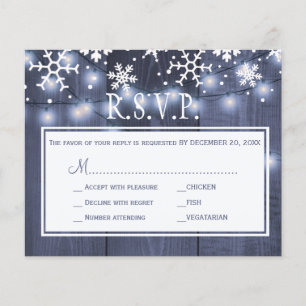 Budget rustic winter wedding rsvp card flyer