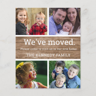 Budget Rustic Wood 4 Photo Moving Announcement