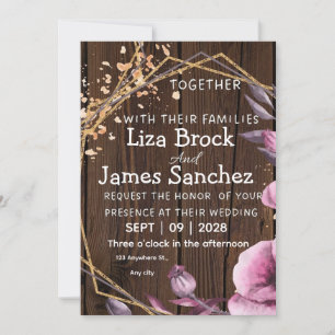 Budget Rustic Wood Background Wedding Invitation
