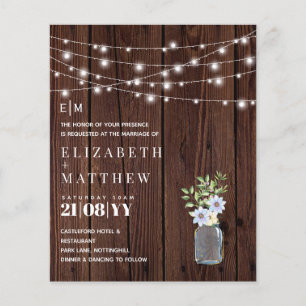 Budget Rustic Wood Blue Yellow Wedding Invites