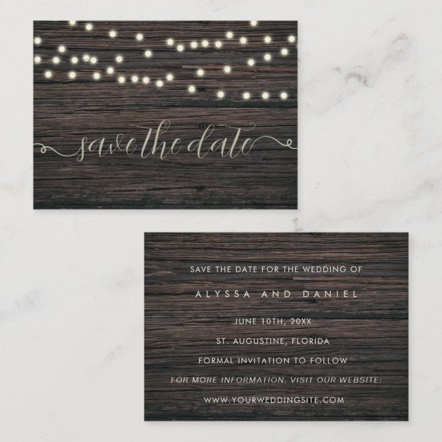 Budget Rustic Wood Boho Save The Date Invitations (Front/Back)